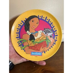 Vintage Disney Pocahontas Zak Designs Melamine Plate Meeko 8 Inch Yellow 1995